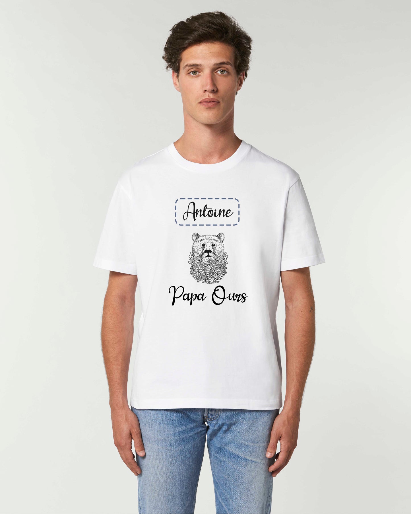 T-shirt Homme en coton bio personnalisable "Papa ours"