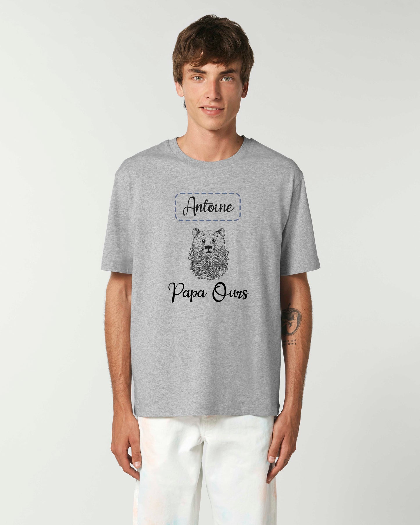 T-shirt Homme en coton bio personnalisable "Papa ours"