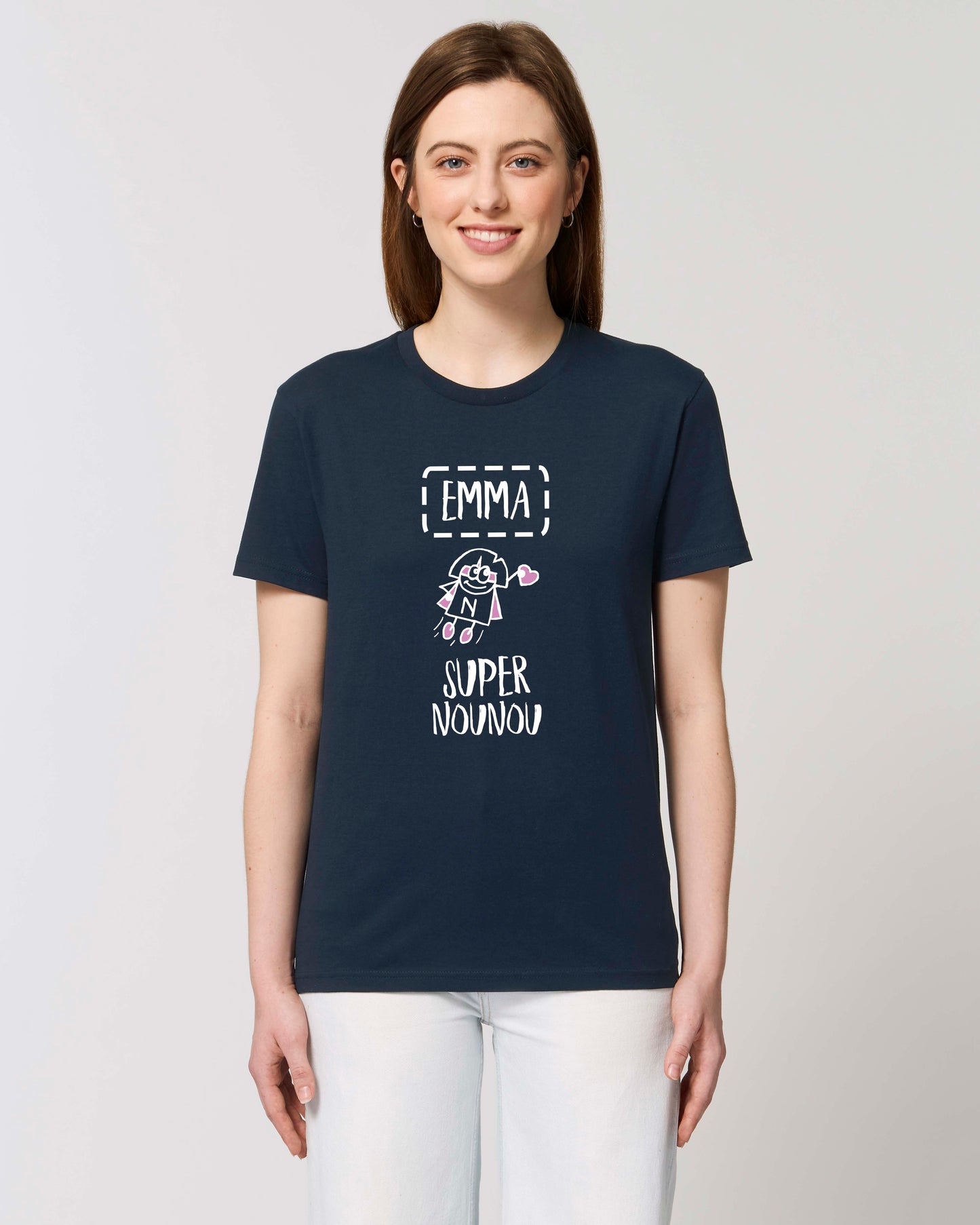 T-shirt Femme en coton bio prénom personnalisable "Super nounou"