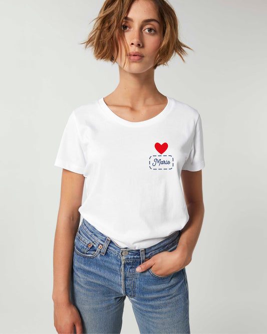 T-shirt Femme en coton bio personnalisable COEUR + PRENOM