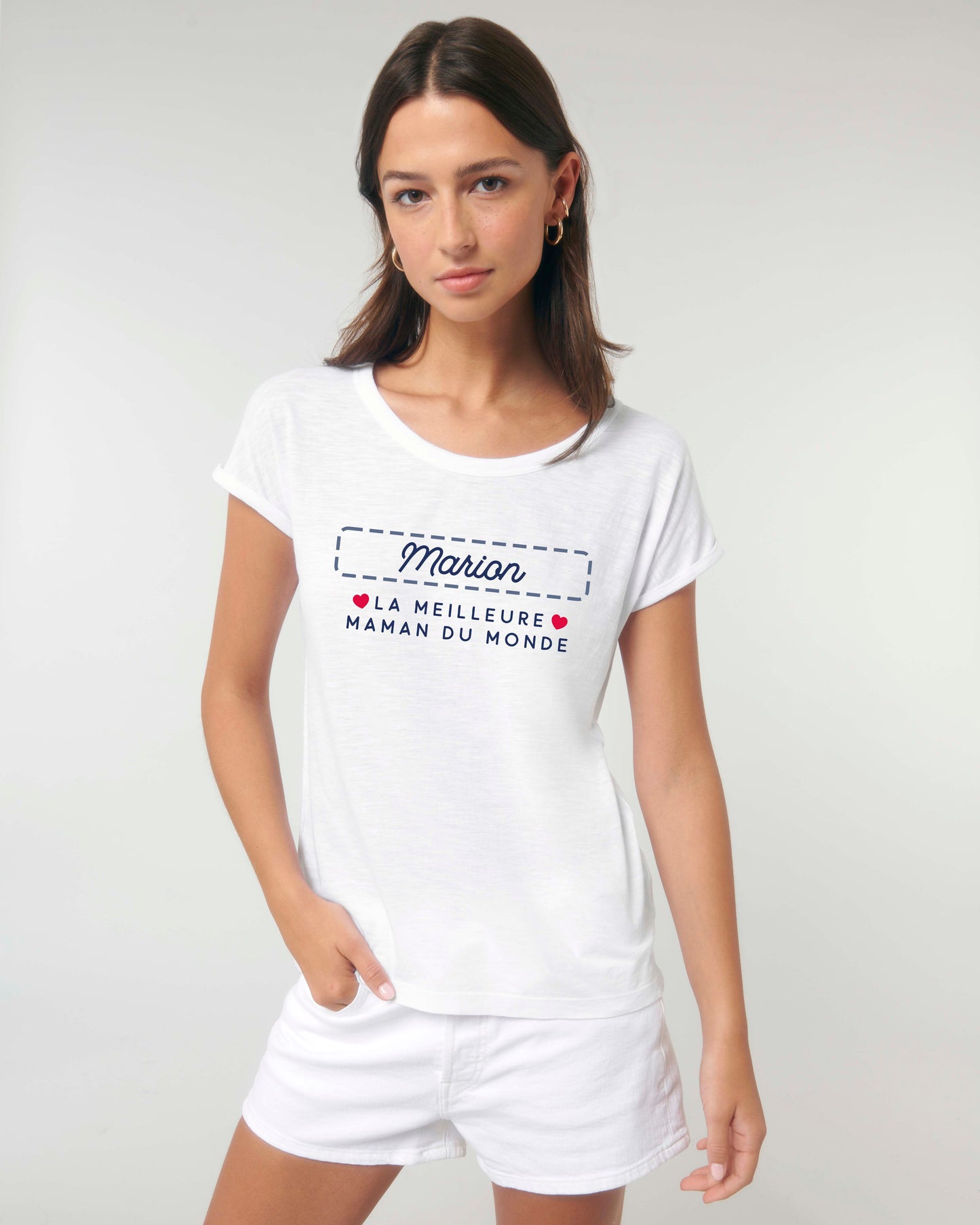 T-shirt Femme en coton bio prénom personnalisable "La meilleure maman du monde"