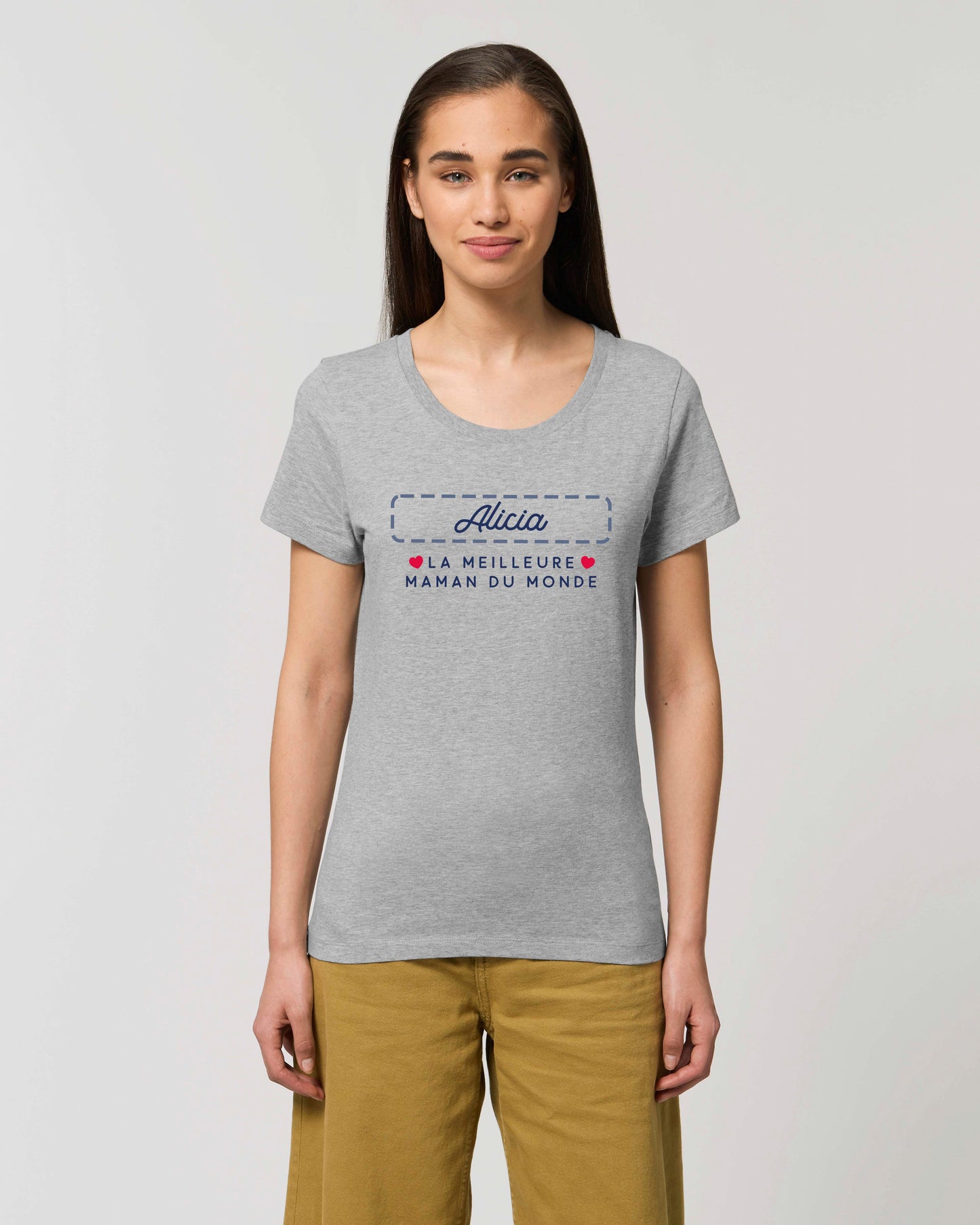 T-shirt Femme en coton bio prénom personnalisable "La meilleure maman du monde"