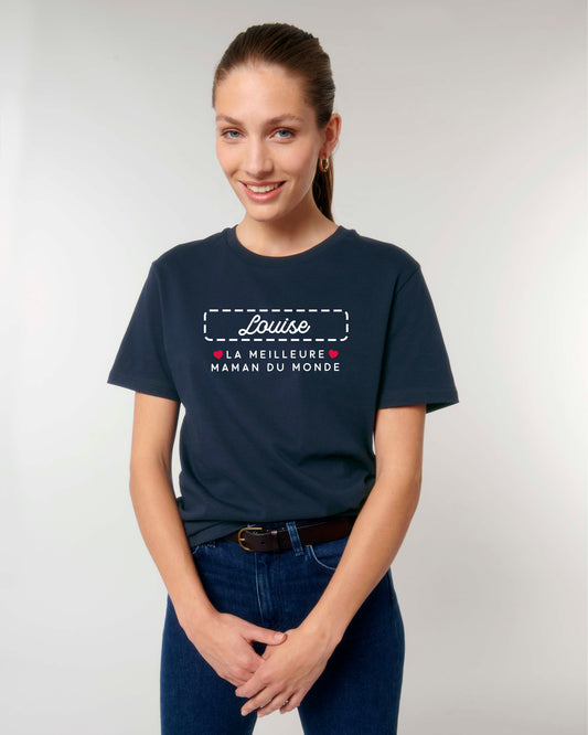 T-shirt Femme en coton bio prénom personnalisable "La meilleure maman du monde"