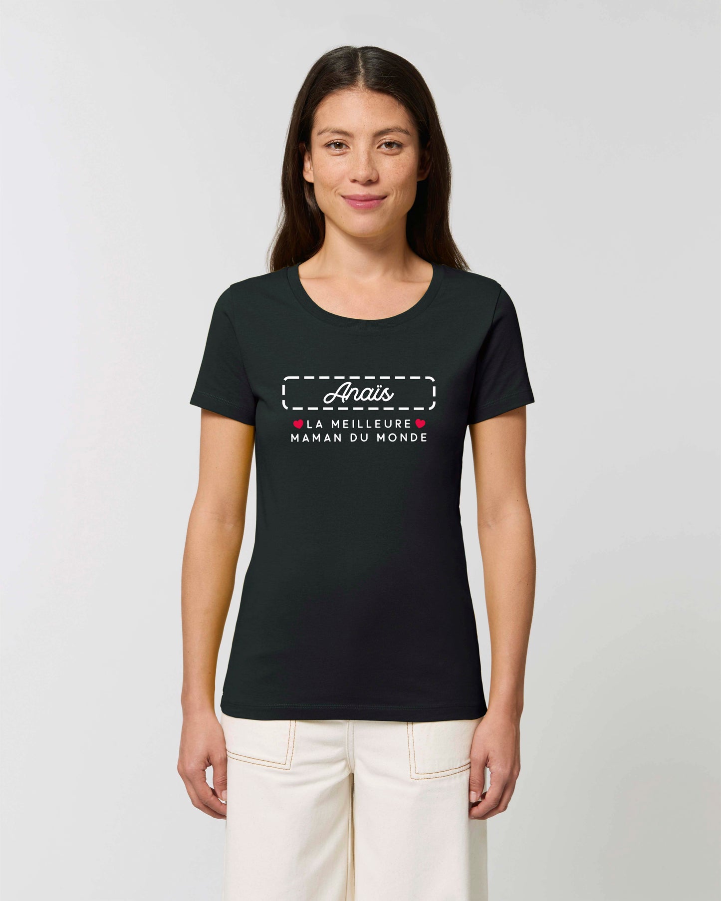 T-shirt Femme en coton bio prénom personnalisable "La meilleure maman du monde"