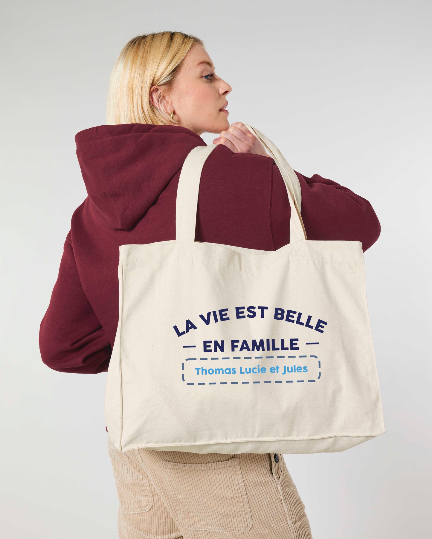 Grand Cabas personnalisable "La vie est belle en famille"