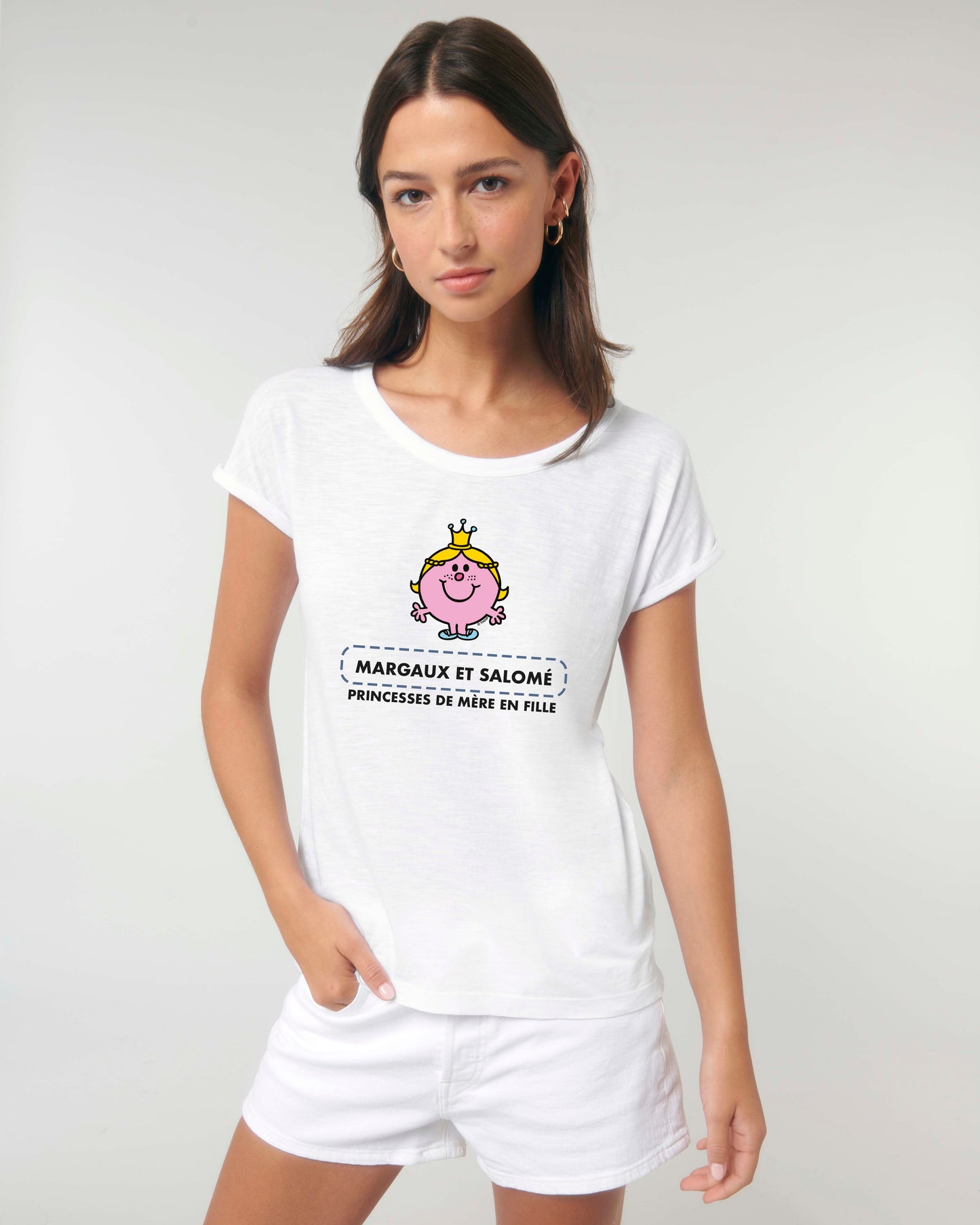 T-shirt Femme en coton bio prénom personnalisable "Princesses de mère en fille"