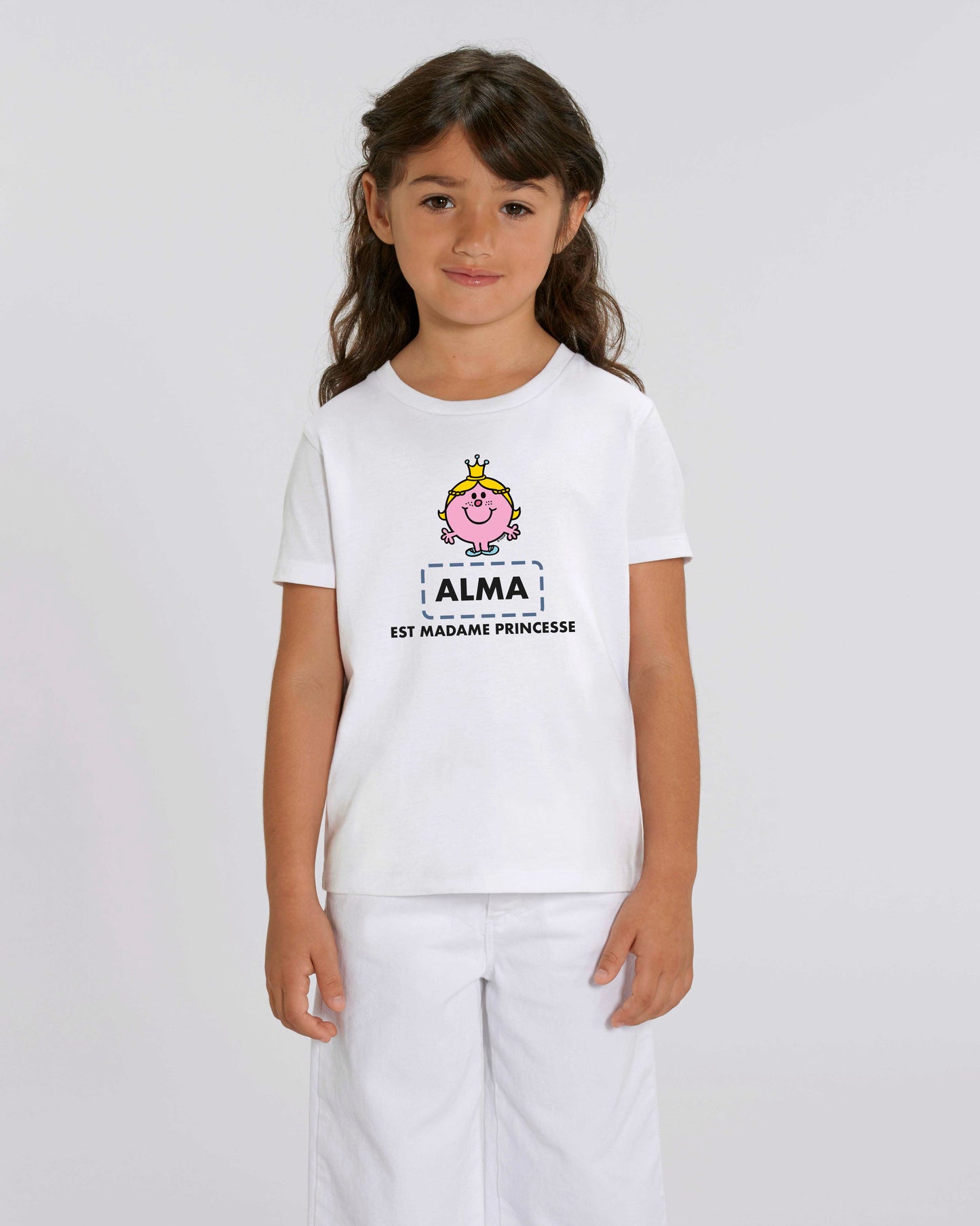 T-shirt fille en coton bio personnalisable "est Madame Princesse"