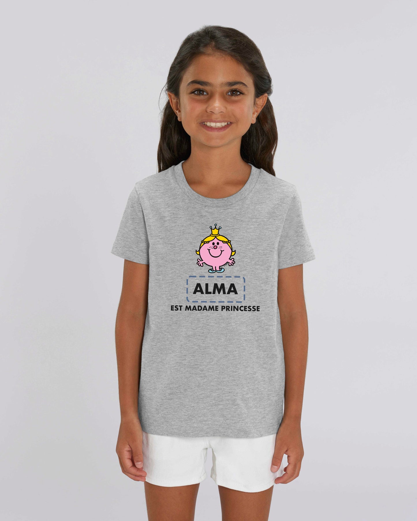 T-shirt fille en coton bio personnalisable "est Madame Princesse"