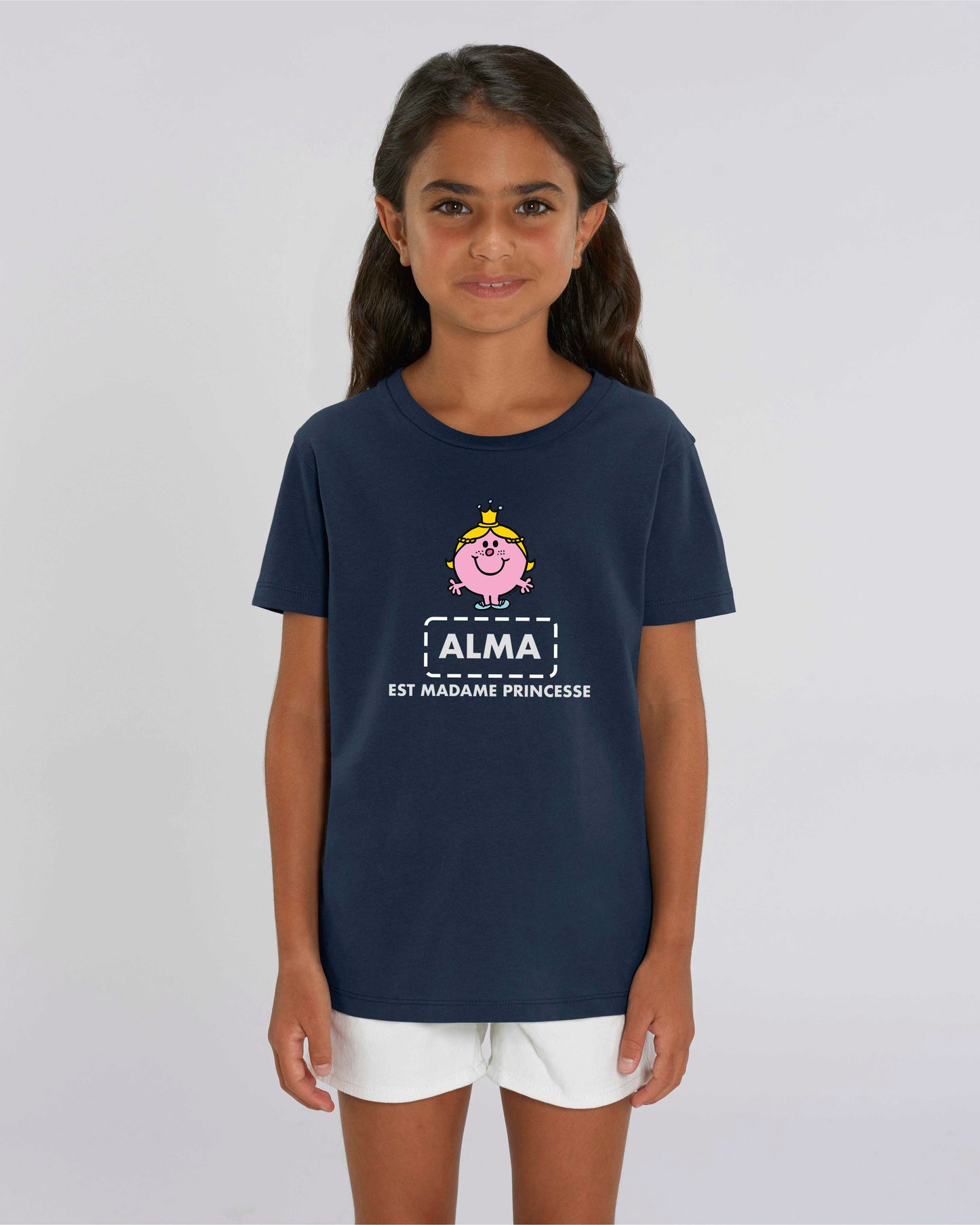 T-shirt fille en coton bio personnalisable "est Madame Princesse"