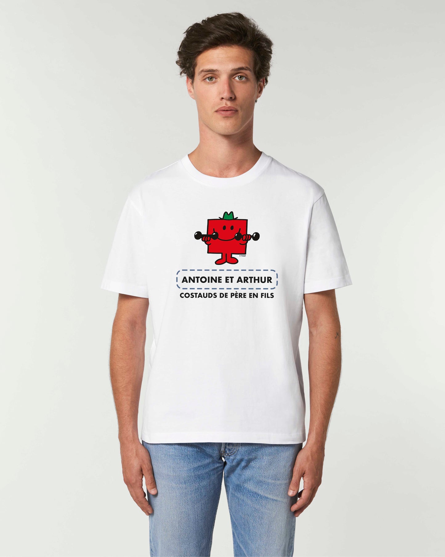 T-shirt Homme en coton bio personnalisable "Costauds de père en fils"