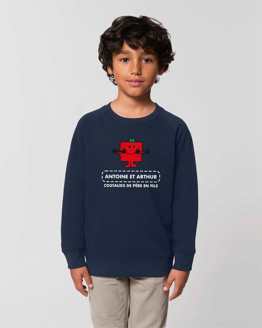 Sweat garçon en coton bio personnalisable "Costauds de père en fils"