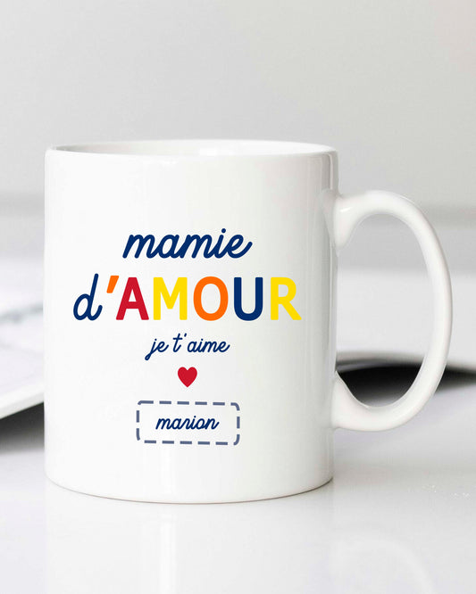Mug personnalisable "Mamie d'amour je t'aime"