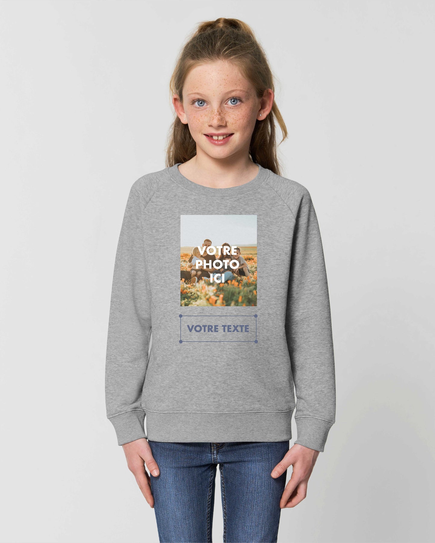 Sweat fille en coton bio personnalisable PHOTO + TEXTE