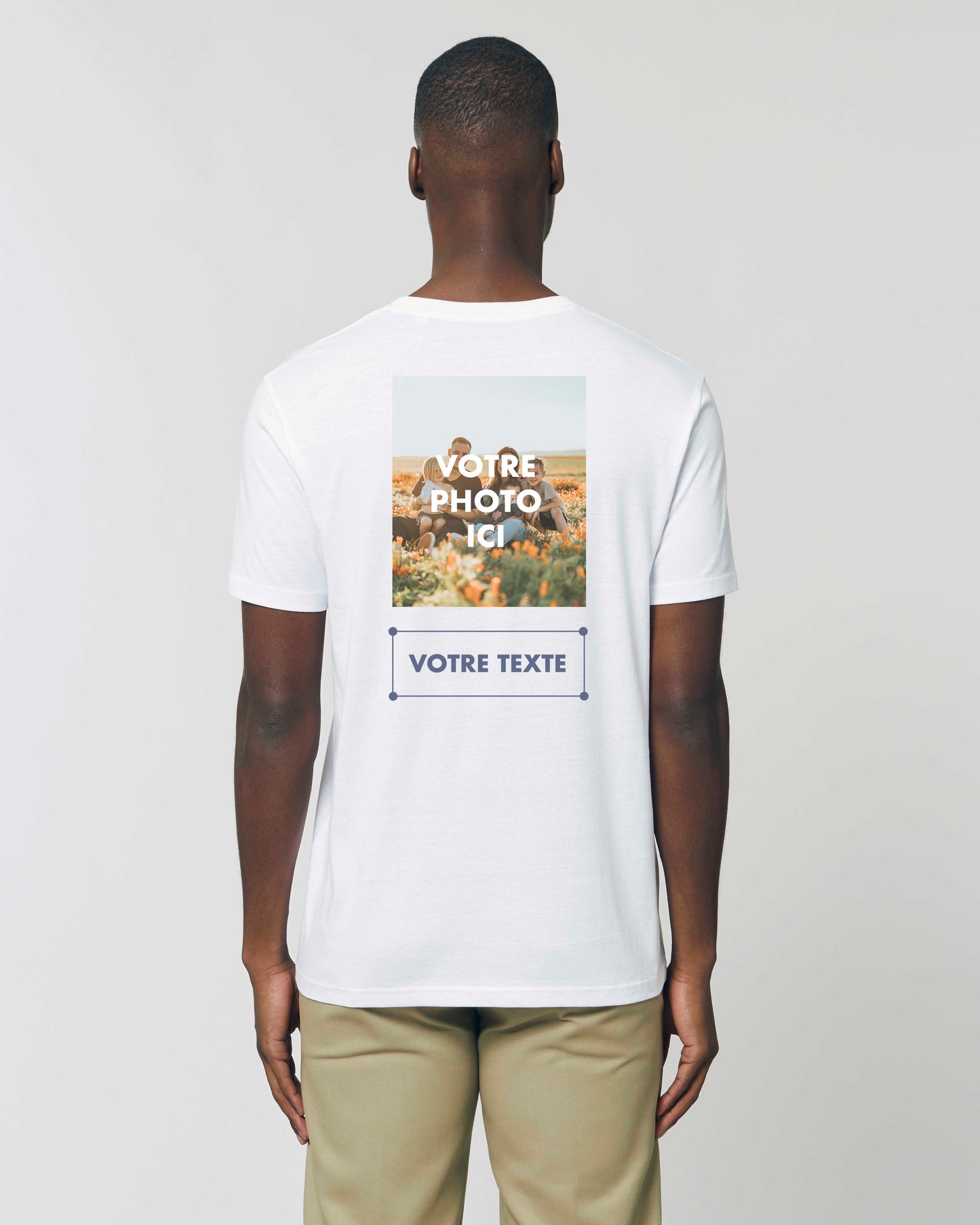 T-shirt Homme en coton bio personnalisable PHOTO + TEXTE DOS