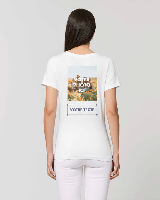 T-shirt Femme en coton bio personnalisable PHOTO + TEXTE DOS