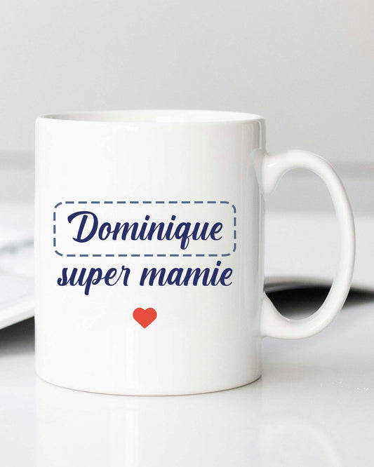 Mug personnalisable "Super mamie coeur"