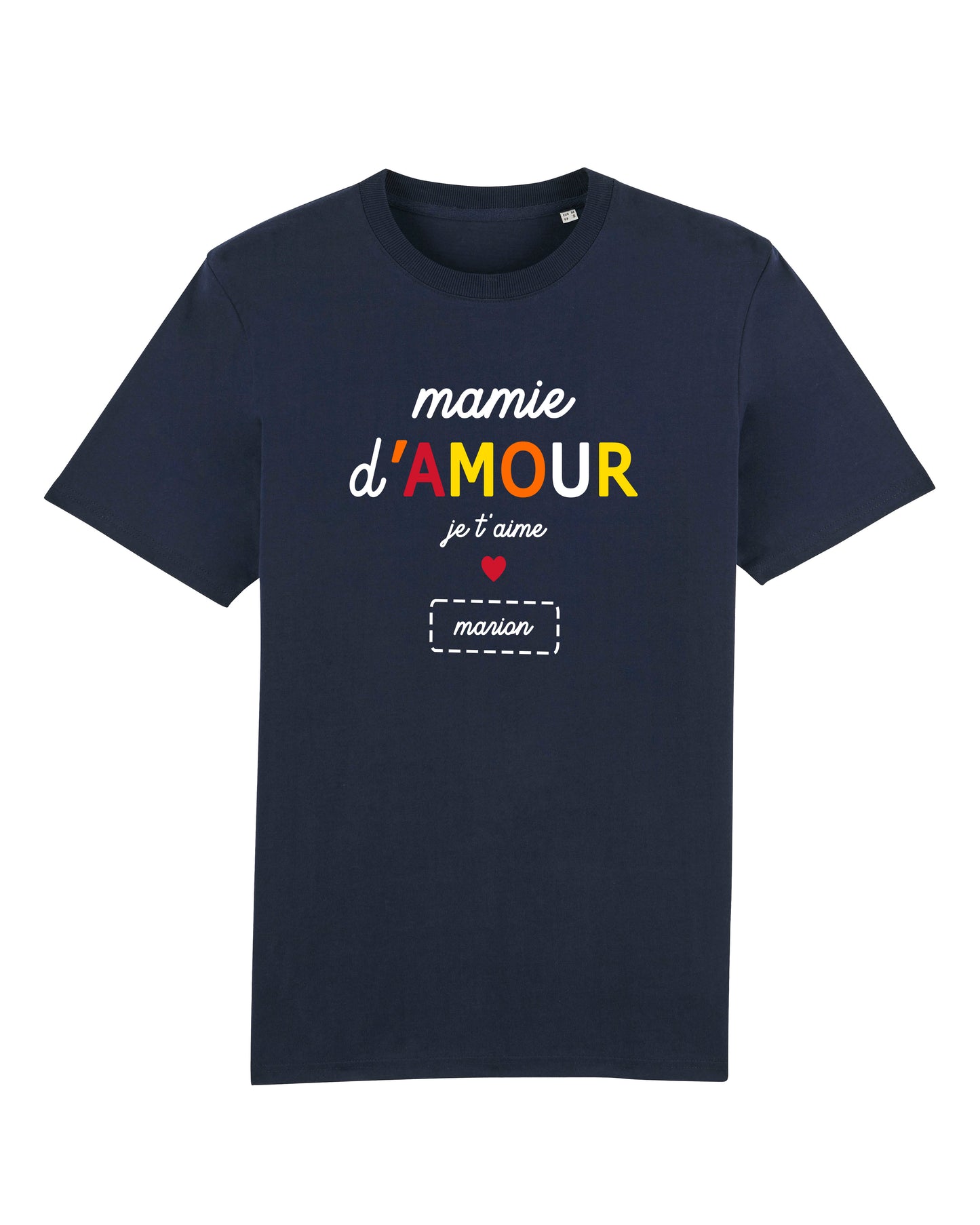 T-shirt Femme en coton bio personnalisable "Mamie d'amour je t'aime"