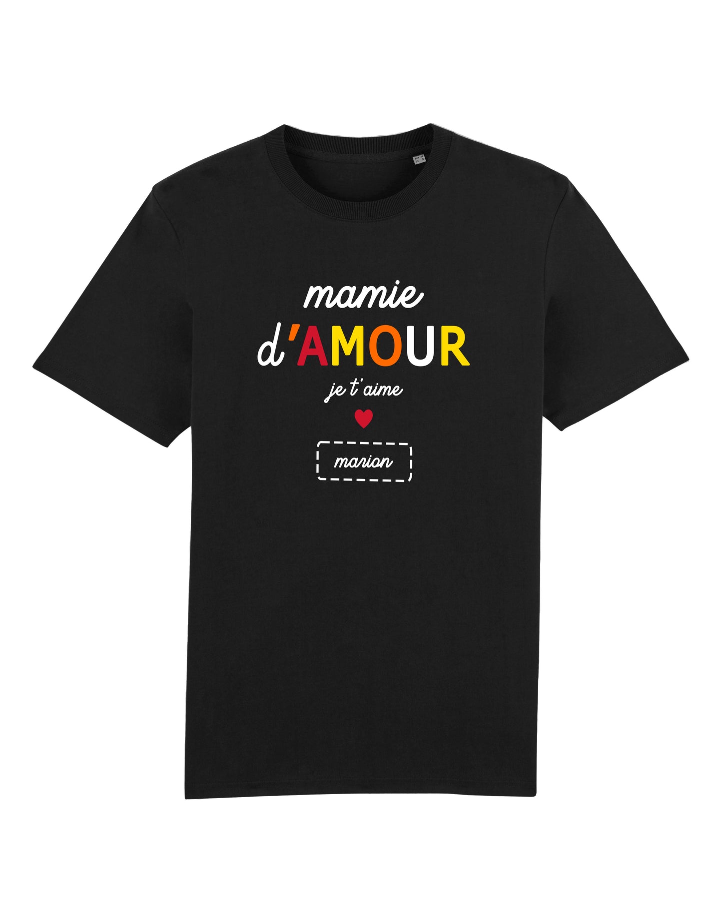 T-shirt Femme en coton bio personnalisable "Mamie d'amour je t'aime"