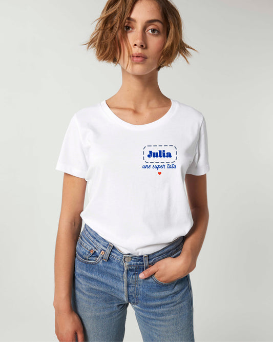 T-shirt Femme en coton bio prénom personnalisable "Une super tata"